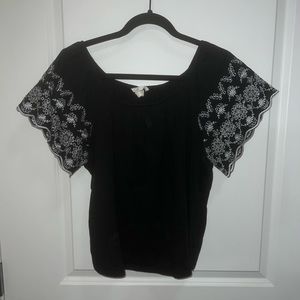 H&M black top with eyelet designs